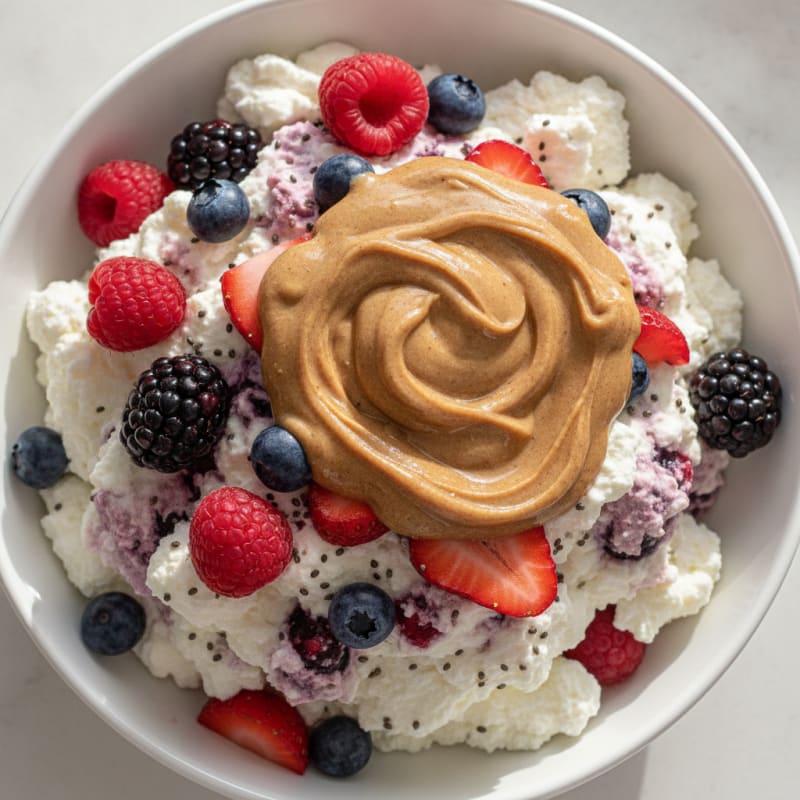 Greek Yogurt Protein Mousse with Mixed Berries