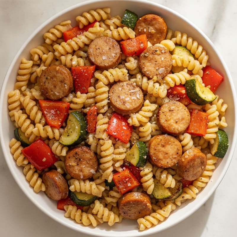 Chicken Sausage Pasta with Roasted Vegetables
