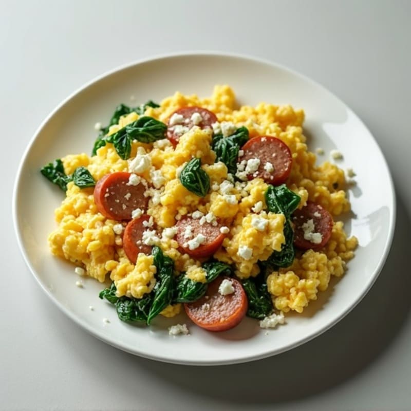 Egg White and Turkey Sausage Scramble with Spinach