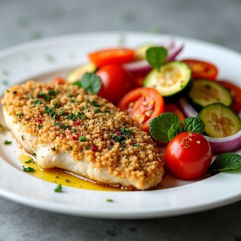 Herb-Crusted Chicken with Roasted Mediterranean Vegetables