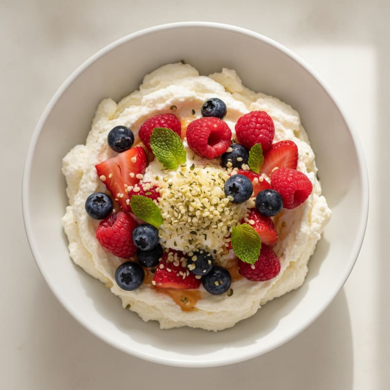 Greek Yogurt Protein Mousse with Mixed Berries