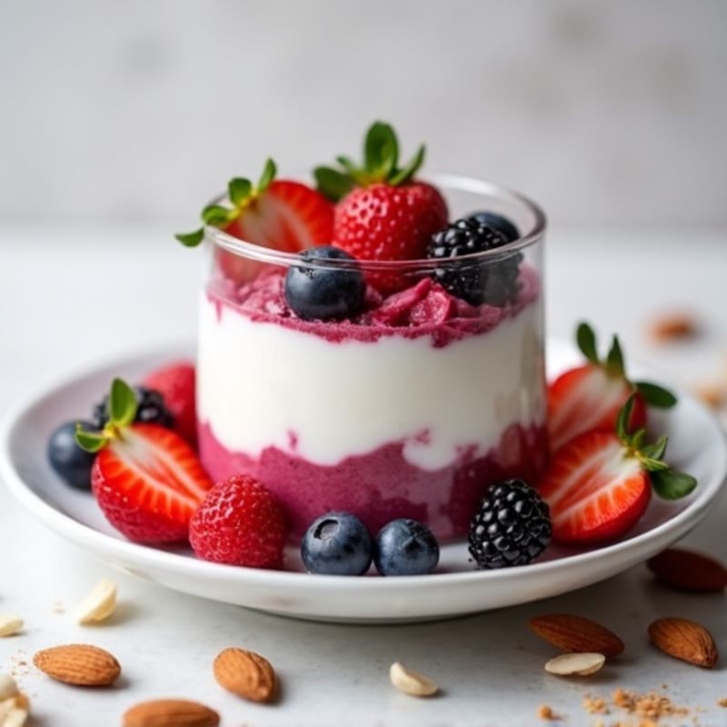 Greek Yogurt Protein Parfait with Mixed Berries and Almonds