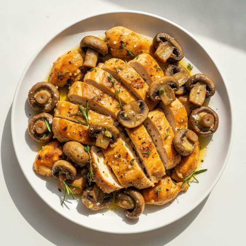 Garlic Butter Roasted Mushrooms and Chicken