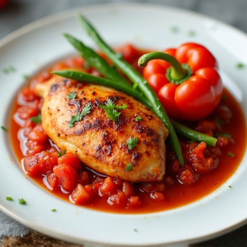 Braised Chicken with Bell Peppers and Rich Tomato Sauce