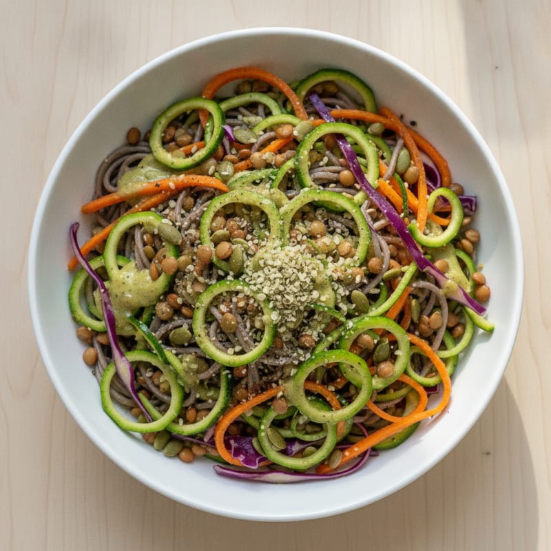 Rainbow Vegetable Noodle Bowl with Ginger-Lime Dressing
