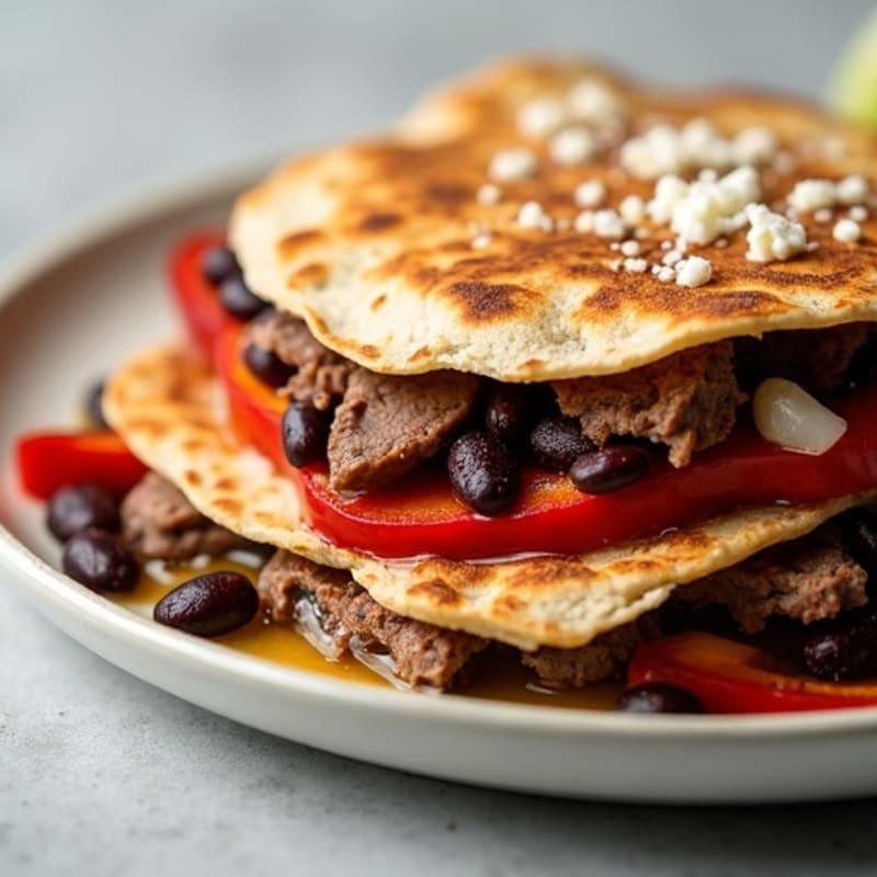 Healthy Lean Steak and Black Bean Crispy Quesadillas