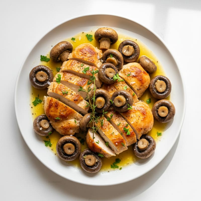 Garlic Butter Roasted Mushrooms and Chicken