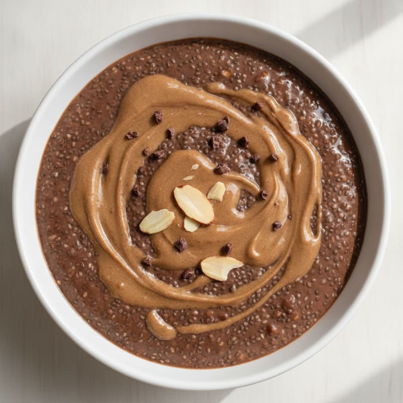 Chocolate Protein Chia Pudding with Almond Butter