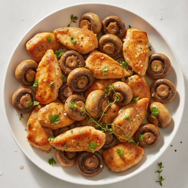 Garlic Butter Roasted Mushrooms with Chicken