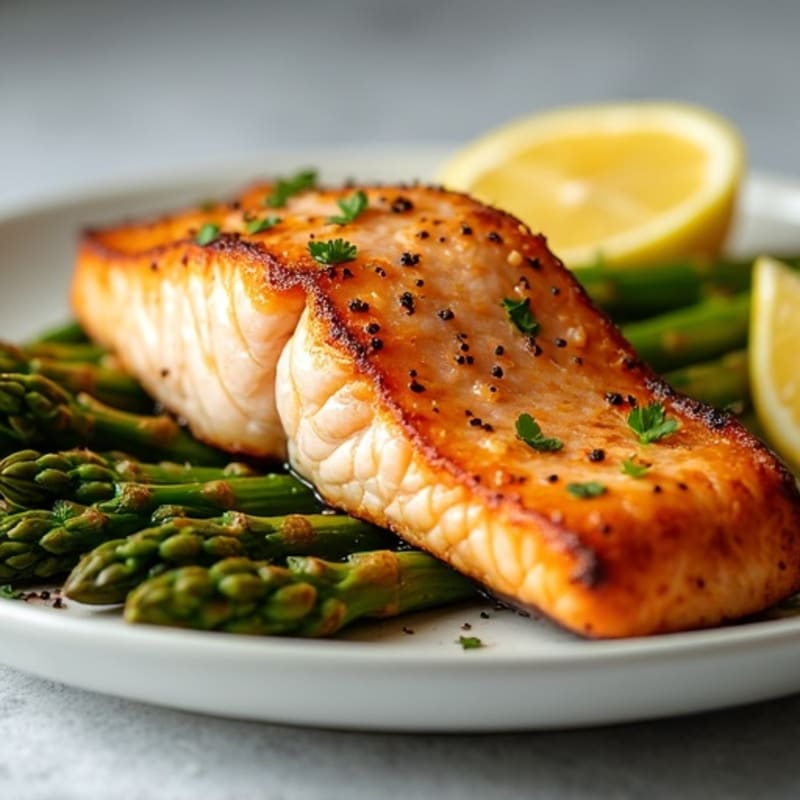 Crispy Lemon-Garlic Salmon with Roasted Asparagus