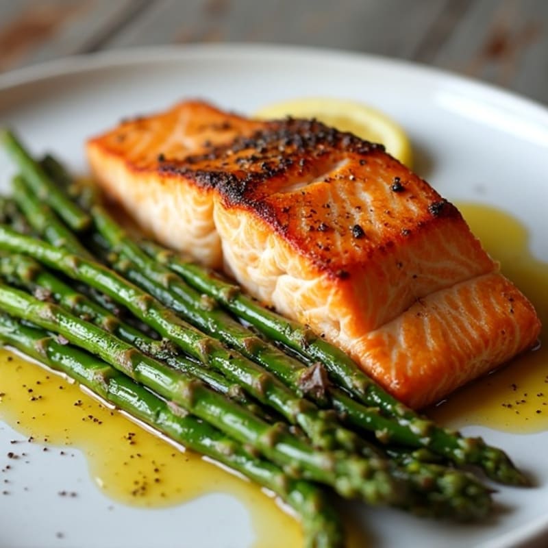 Crispy Pan-Seared Salmon with Roasted Asparagus