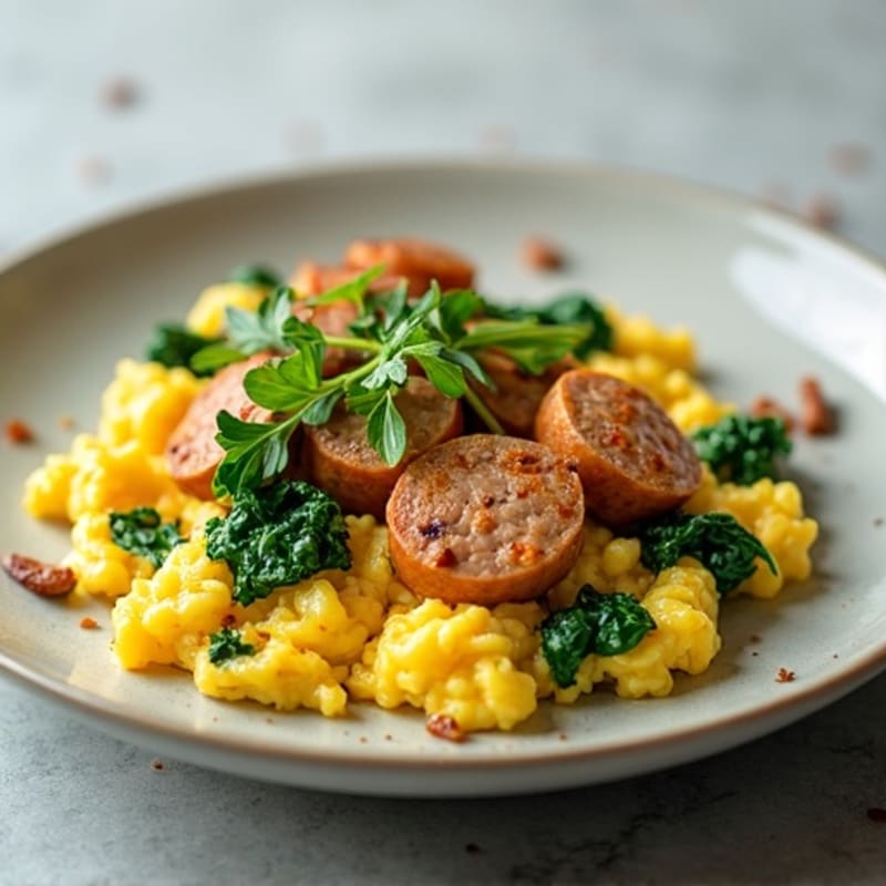 Egg White Scramble with Spinach and Turkey Sausage