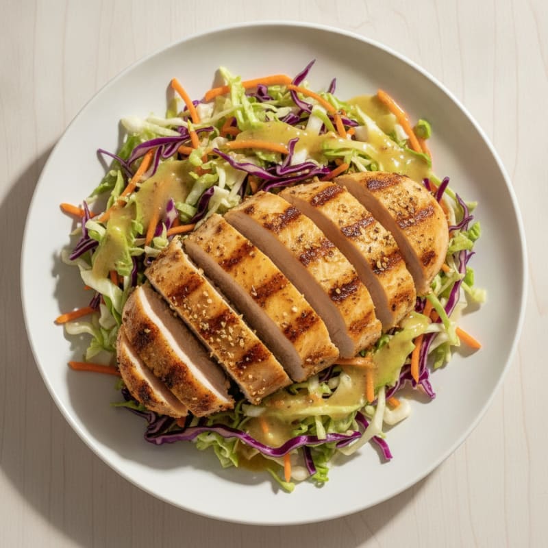 Grilled Chicken Breast with Crunchy Cabbage Slaw