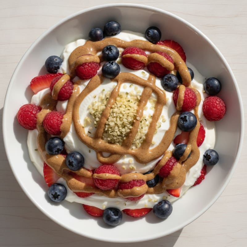 Greek Yogurt Parfait with Mixed Berries and Almond Butter