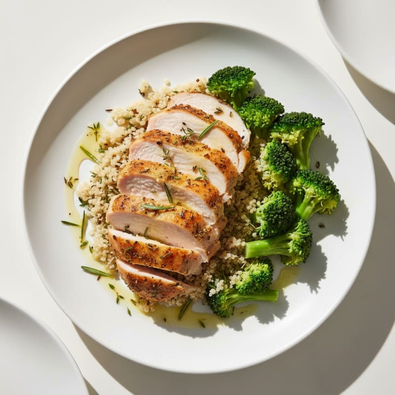 Herb-Roasted Turkey Breast with Steamed Broccoli and Quinoa