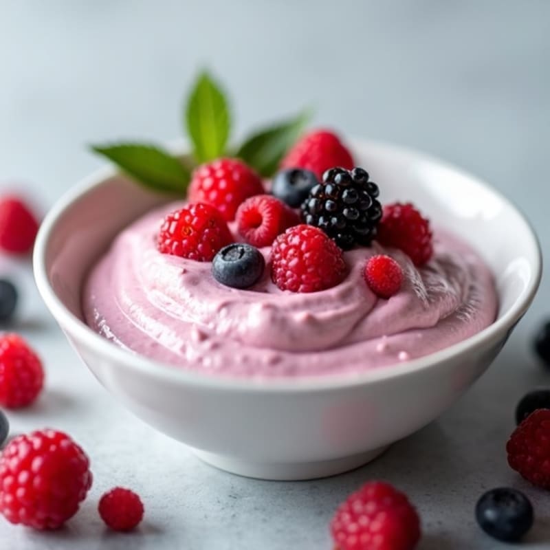 Greek Yogurt Protein Mousse with Mixed Berries