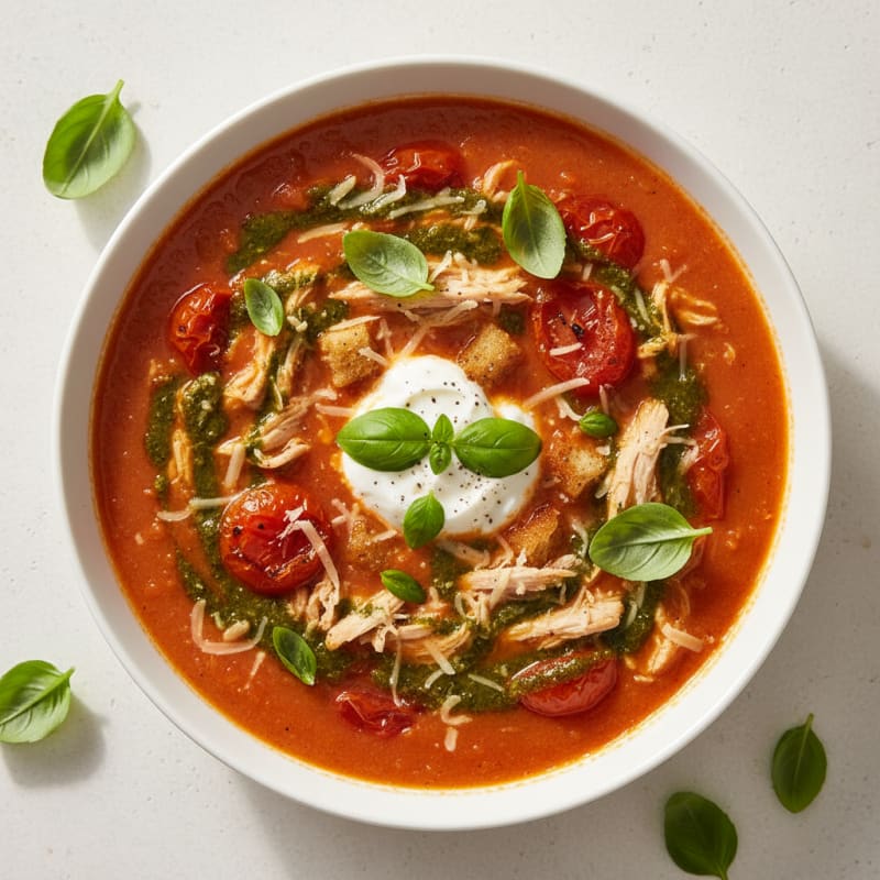 Roasted Tomato Basil Soup with Parmesan