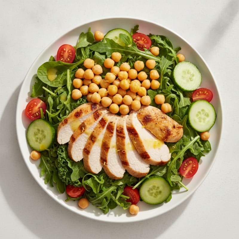 Grilled Turkey Breast Salad with Chickpeas and Lemon Vinaigrette