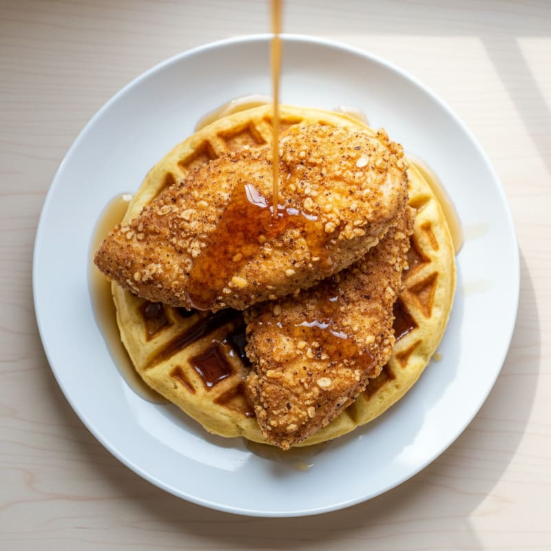 Golden Crispy Chicken and Waffles