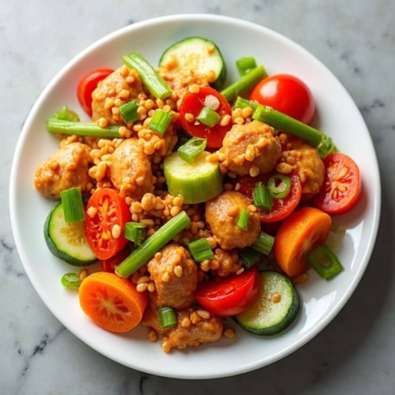 Spicy Peanut Chicken with Fresh Vegetables