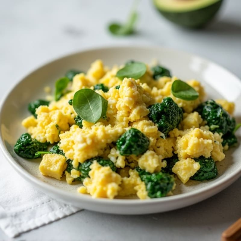 Egg White and Spinach Scramble with Cottage Cheese