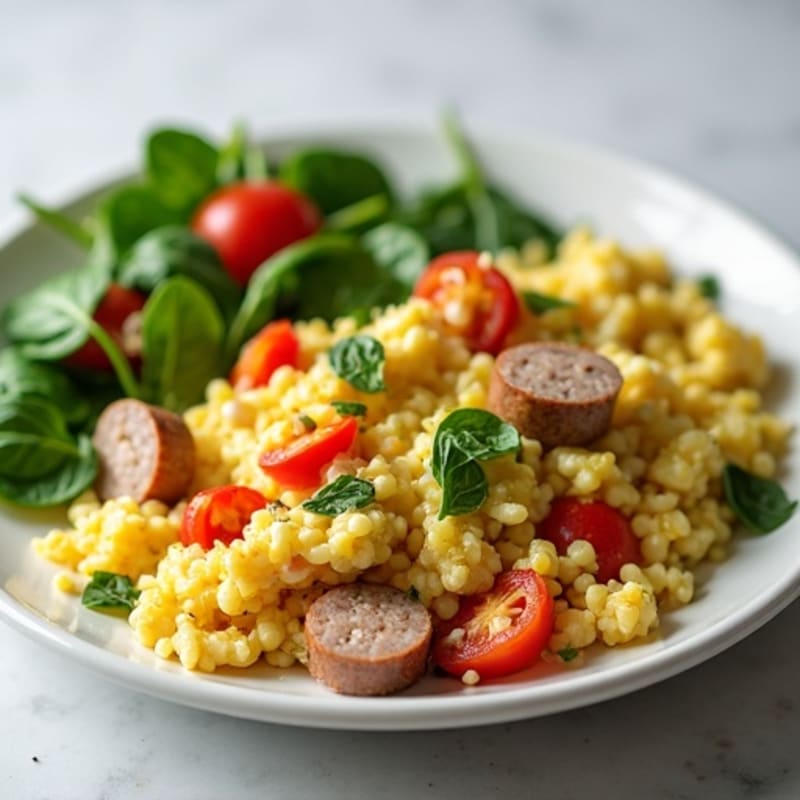 Egg White Veggie Scramble with Turkey Sausage