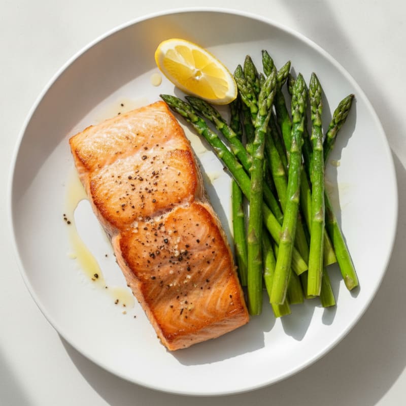 Pan-Seared Salmon with Roasted Asparagus