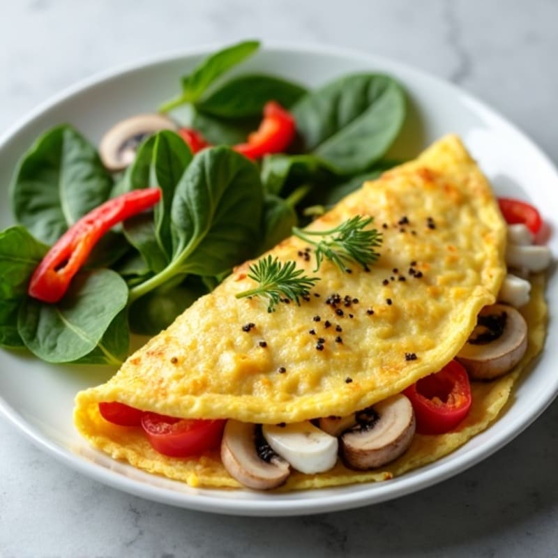 Egg White Veggie Omelette with Cottage Cheese and Spinach