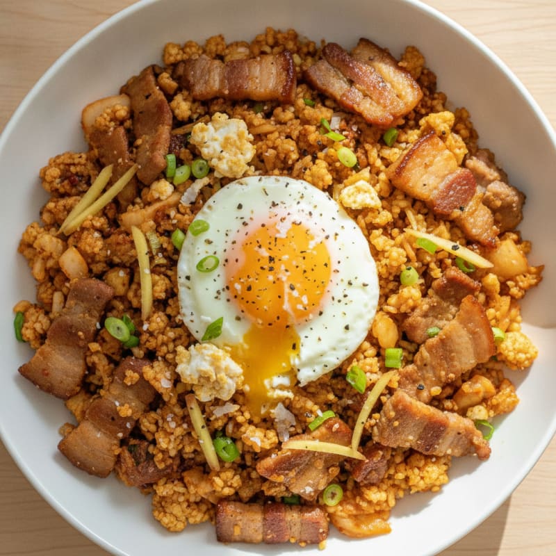 Kimchi Fried Rice with Pork Belly