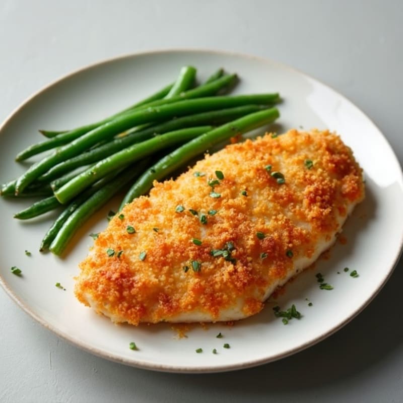 Crispy Buttermilk Baked Chicken with Roasted Green Beans