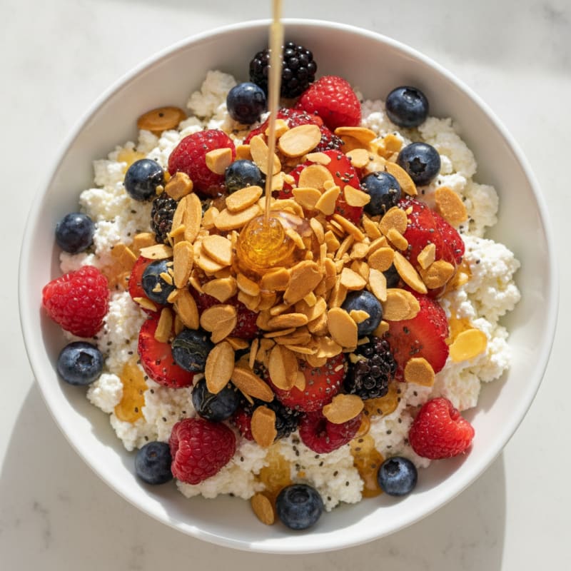 Cottage Cheese Berry Protein Bowl with Almonds