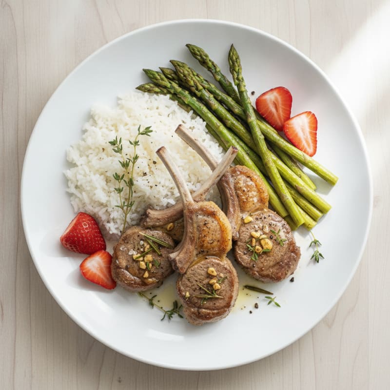 Garlic-Herb Lamb Chops with Roasted Asparagus