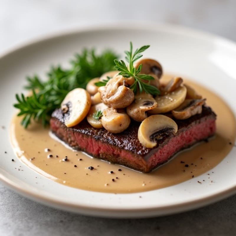 Lean Seared Beef with Creamy Mushroom Sauce
