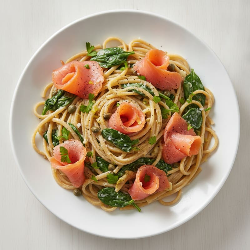 Smoked Salmon Lemon-Garlic Linguine