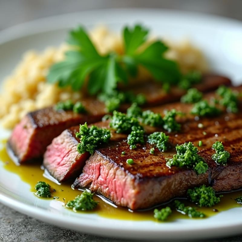 Garlic-Herb Grilled Flank Steak with Chimichurri