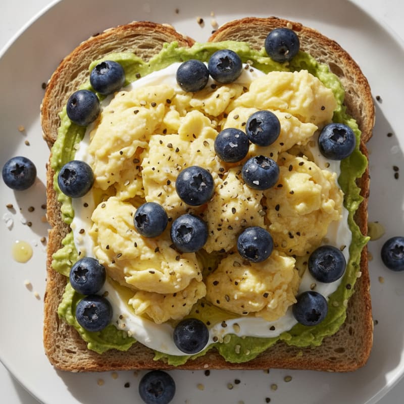 Blueberry Avocado Toast with Eggs