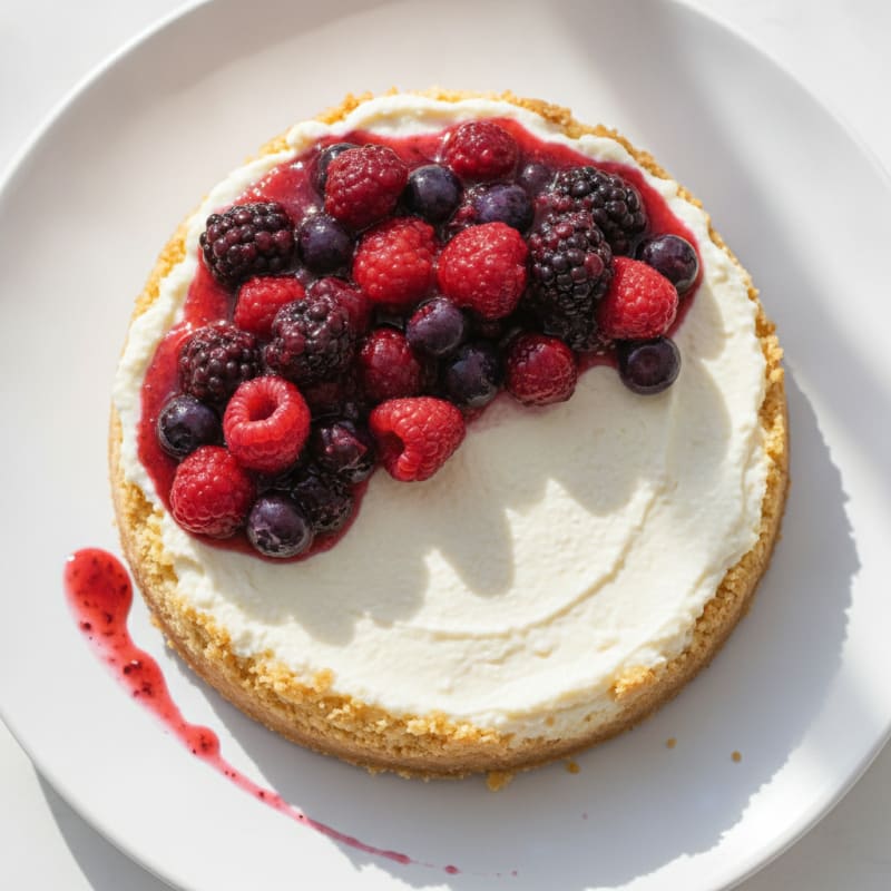 Greek Yogurt Protein Cheesecake with Mixed Berries