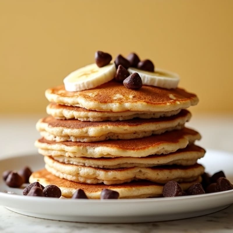 Fluffy Protein Oat Pancakes with Dark Chocolate Chips
