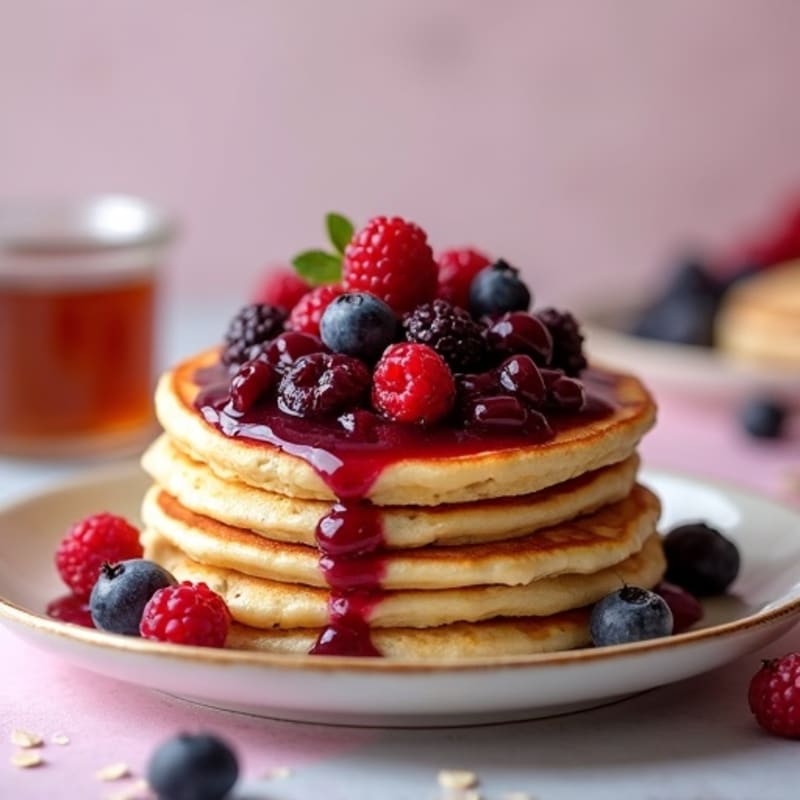 Fluffy Protein Pancakes with Berry Compote