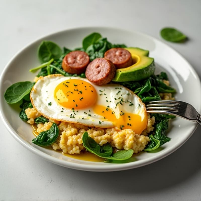 Egg White and Turkey Sausage Scramble with Spinach