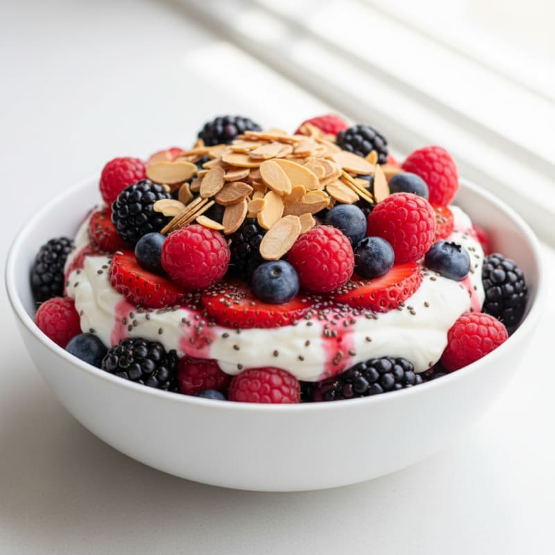 Silky Greek Yogurt Protein Parfait with Mixed Berries