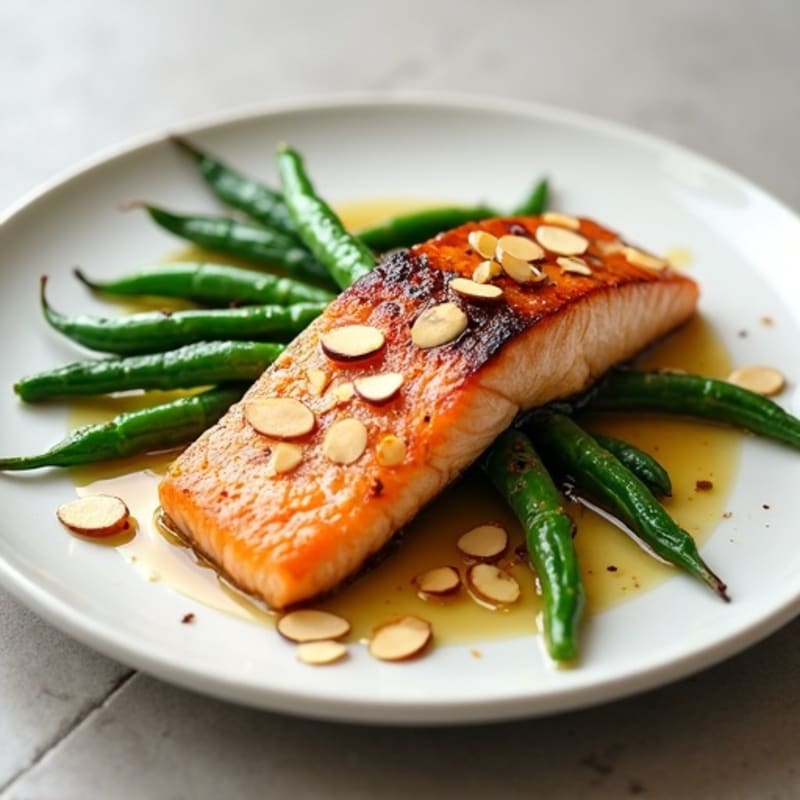 Seared Salmon with Garlic Green Beans