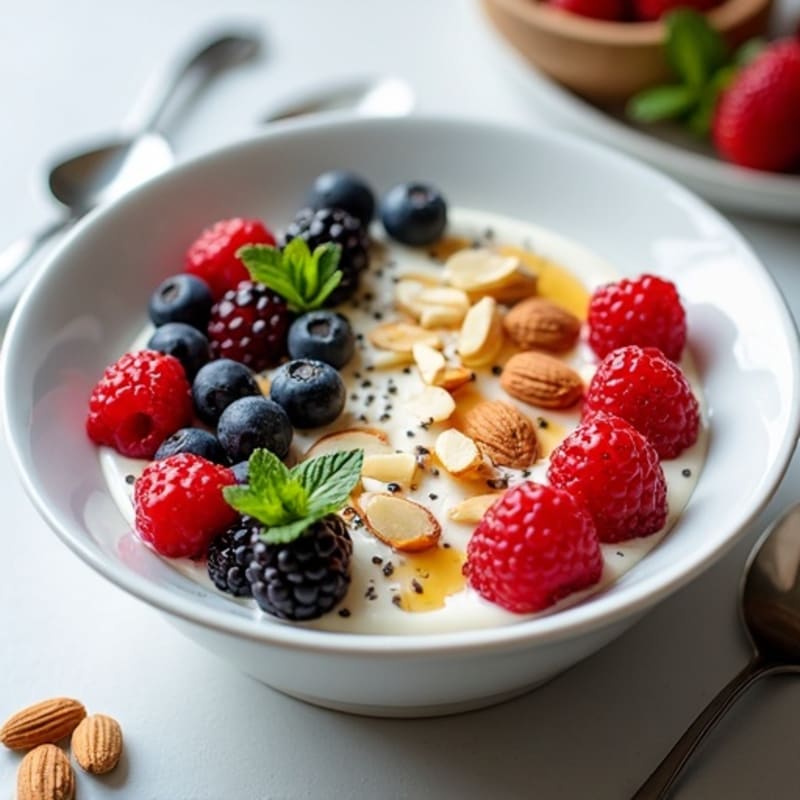 Creamy Greek Yogurt Bowl with Mixed Berries and Toasted Almonds