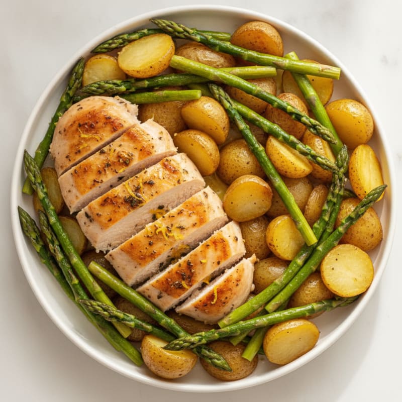Lemon Herb Roasted Chicken with Asparagus