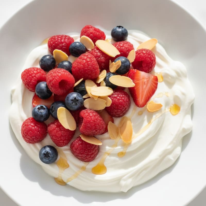 Creamy Greek Yogurt Protein Bowl with Mixed Berries and Almonds