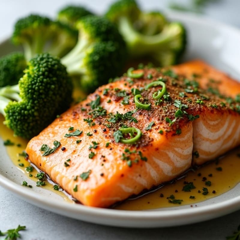 Herb-Crusted Baked Salmon with Roasted Broccoli