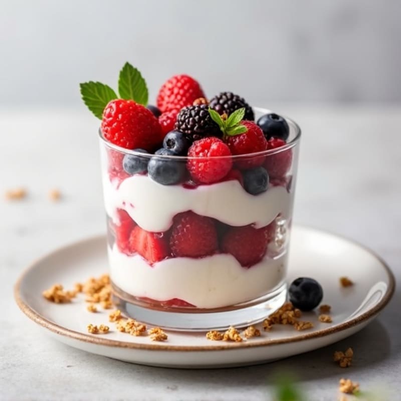 Greek Yogurt Protein Parfait with Mixed Berries