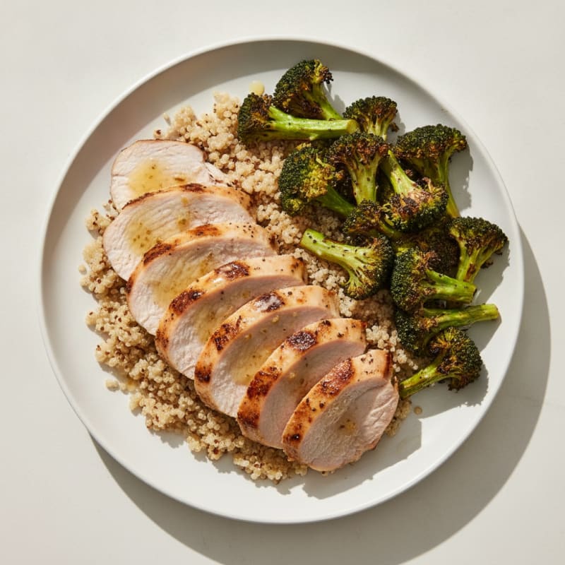 Grilled Turkey Breast with Quinoa and Roasted Broccoli