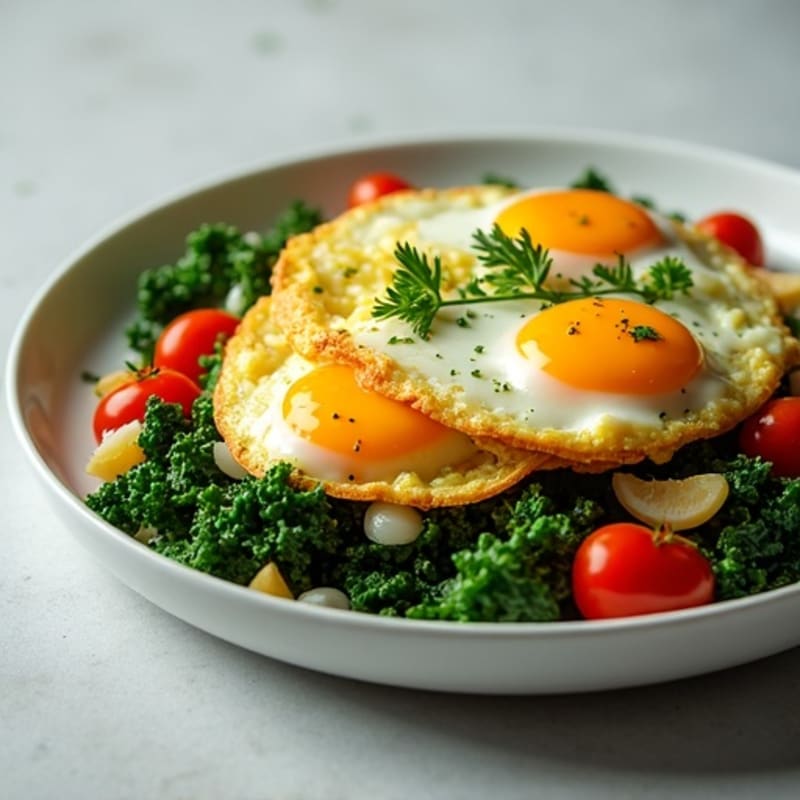 Fluffy Protein Scramble with Fresh Herbs and Sautéed Greens