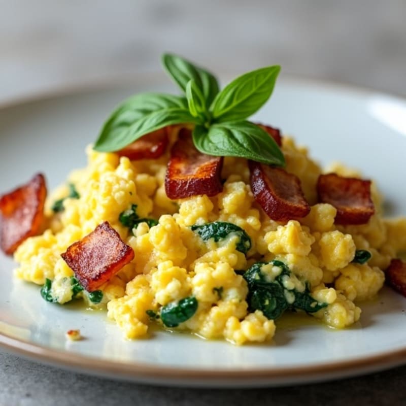 Egg White Spinach Scramble with Turkey Bacon